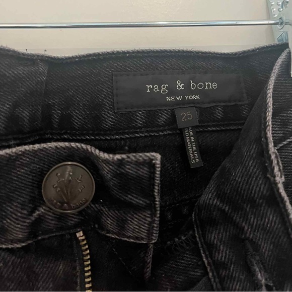 Rag & Bone Neon Logo High-Rise Black Wash Straight Jeans - Picture 3 of 4